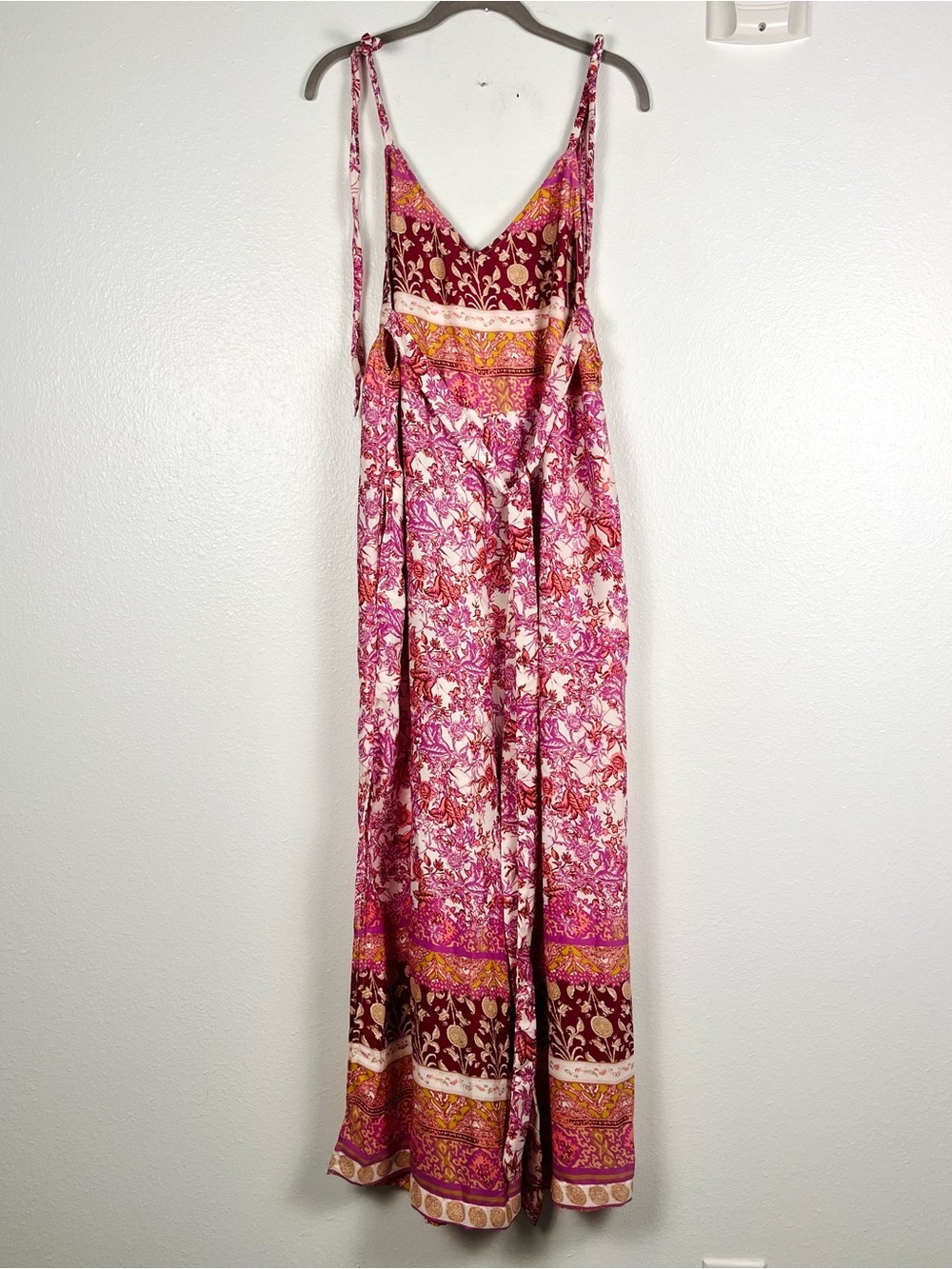 Free People Small Leona Pink & Purple Print Wide Leg Sleeveless Jumpsuit - Picture 2 of 7